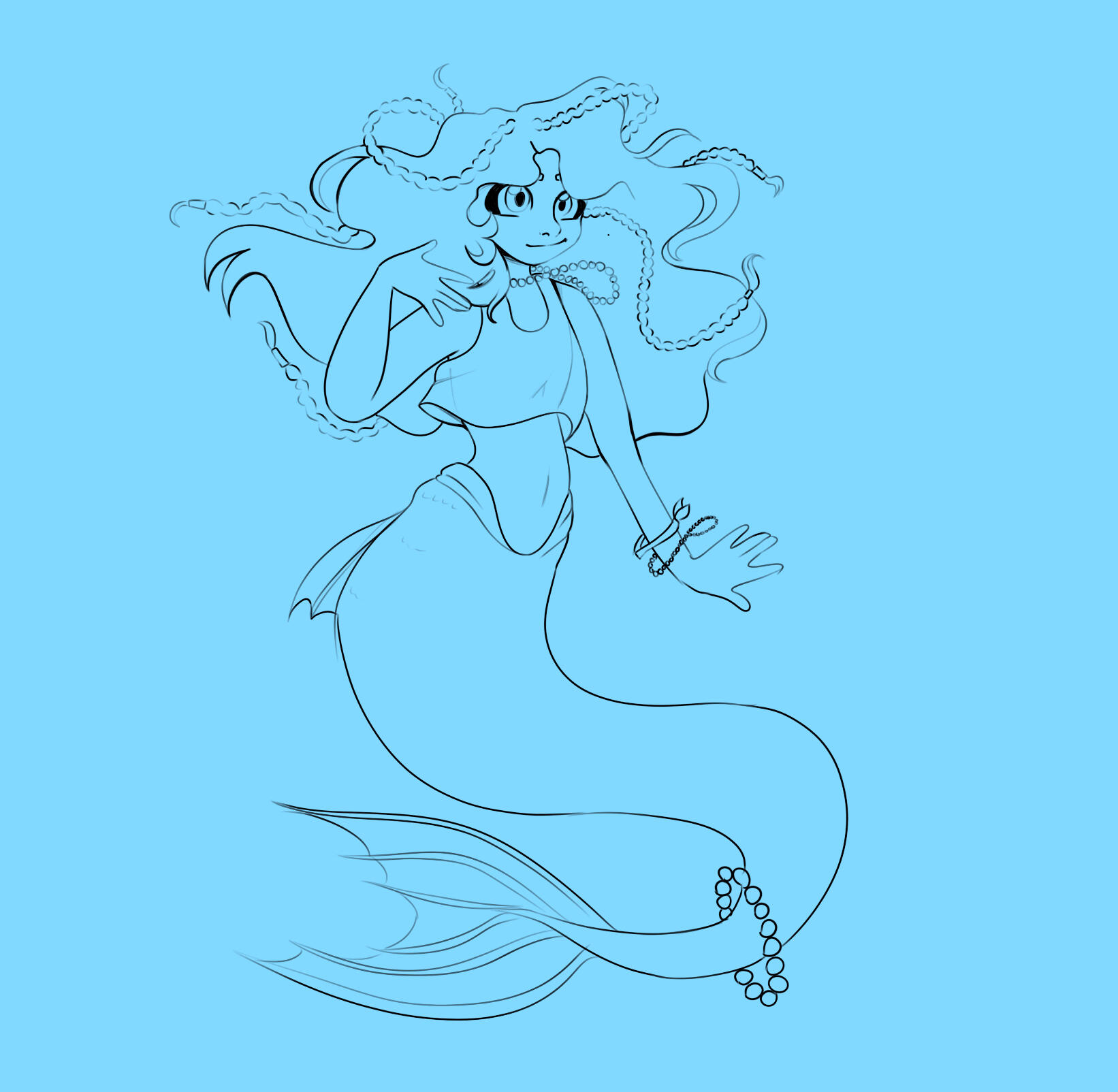 Mermaid Full Body Lineart